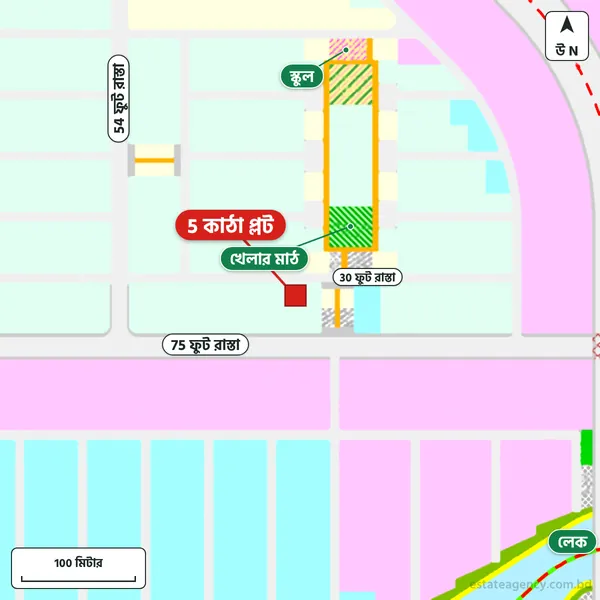 Map around the plot in Purbachal Sector 17; the plot is marked in red