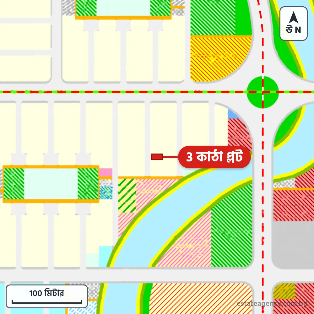 Area map of the plot in Sector 18; the plot is marked in red