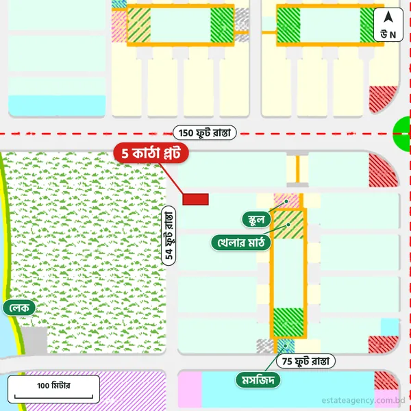 Map around the plot in Purbachal Sector 24; the plot is marked in red