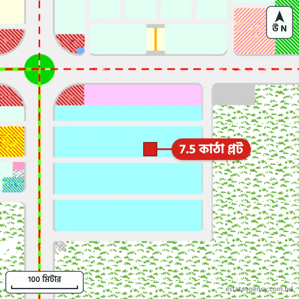 Area map of the plot in Sector 24; the plot is marked in red