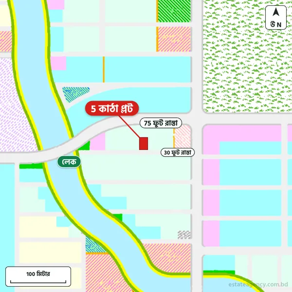 Map around the plot in Purbachal Sector 25; the plot is marked in red