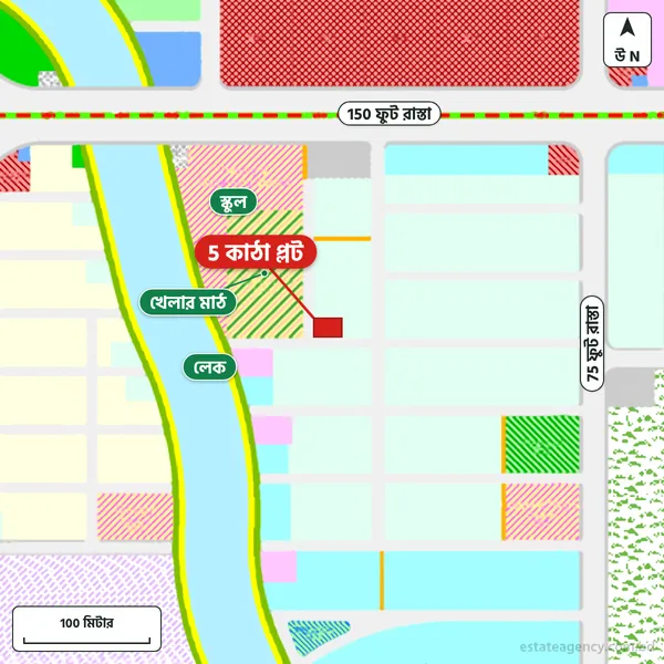 Map around the plot in Purbachal Sector 25; the plot is marked in red