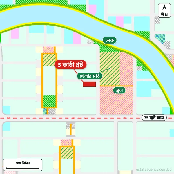 Map around the plot in Purbachal Sector 26; the plot is marked in red