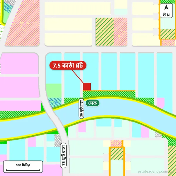 Map around the plot in Purbachal Sector 26; the plot is marked in red