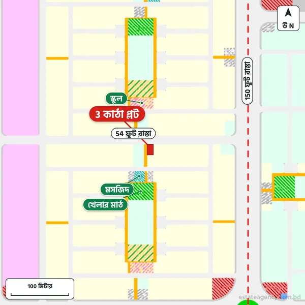 Map around the plot in Purbachal Sector 27; the plot is marked in red