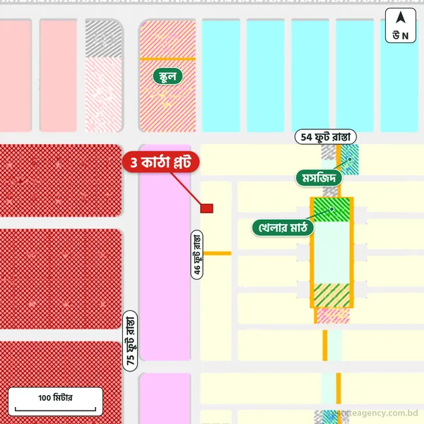 Map around the plot in Purbachal Sector 27; the plot is marked in red