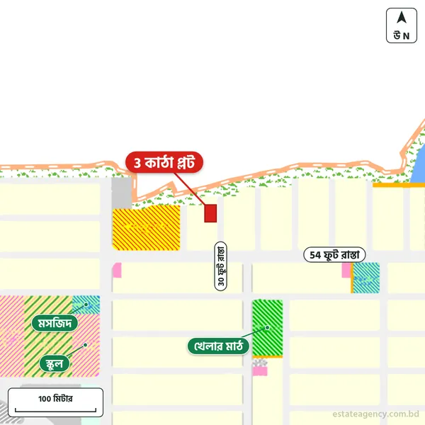 Map around the plot in Purbachal Sector 28; the plot is marked in red