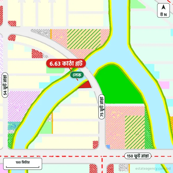 Map around the plot in Purbachal Sector 29; the plot is marked in red