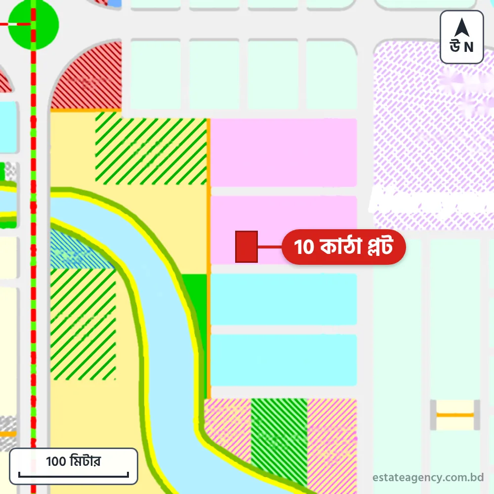 Area map of the plot in Sector 8; the plot is marked in red