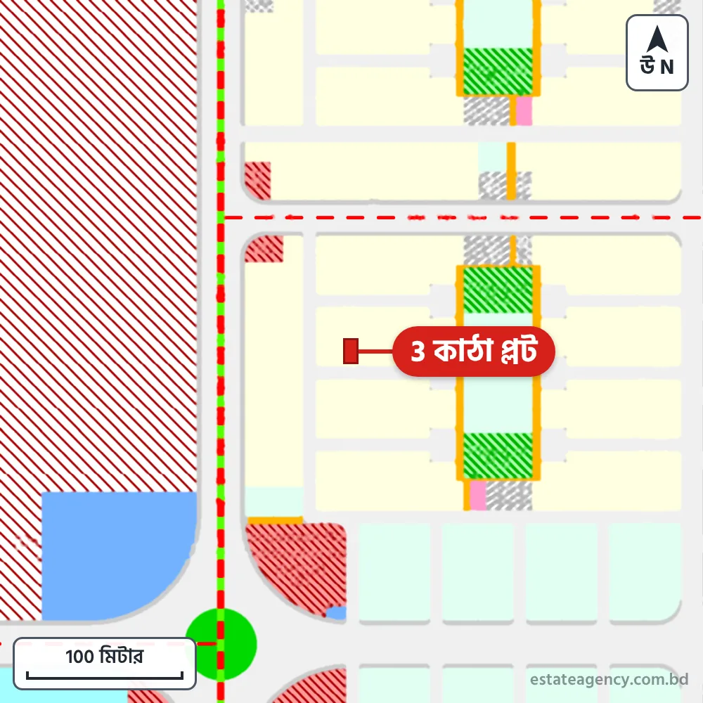 Area map of the plot in Sector 8; the plot is marked in red
