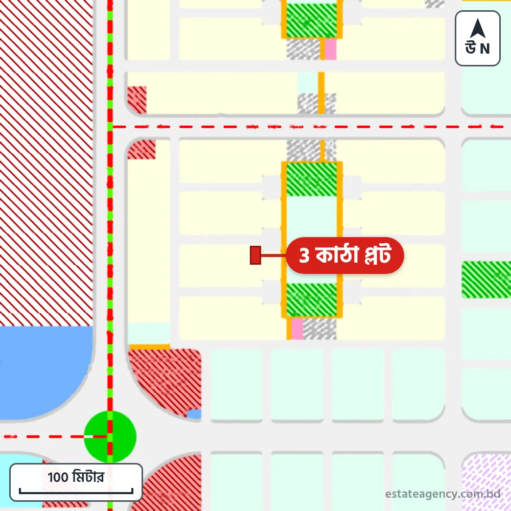 Area map of the plot in Sector 8; the plot is marked in red