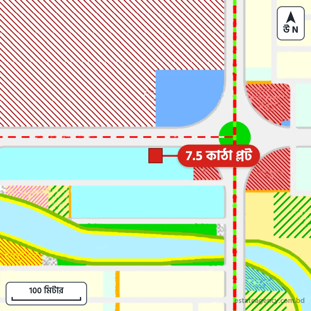 Area map of the plot in Sector 9; the plot is marked in red