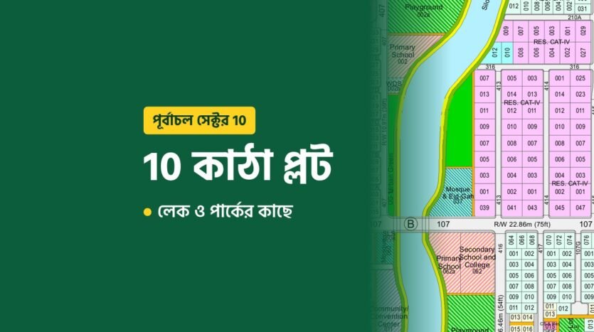 10 katha plot near lake and park in Purbachal Sector 10