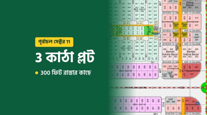 3 katha plot near 300 Feet Road in Purbachal Sector 11